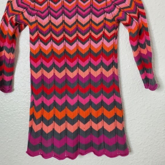 Hannah Andersson Chevron Knit Long Sleeve Cotton Dress Kid's Size 130CM - Picture 4 of 8
